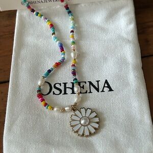 Oshena Designer Beachwear Beaded Necklace Pearl Flower Pendant NEW‎ Release!